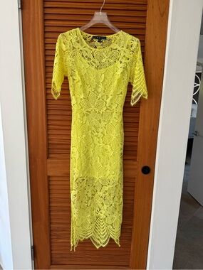 FOR LOVE & LEMONS Yellow Lace Luna Dress